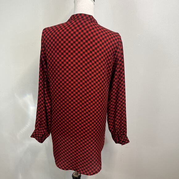 The Limited Blouse Top size Small Black Red Plaid Lumberjacket Career Casual - Picture 6 of 7